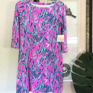 Lilly Pulitzer pink elephant/palm dress